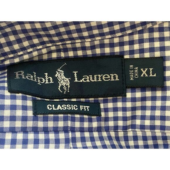Ralph Lauren Shirt Men’s Blue Gingham Button Down Long Sleeve XL New - Picture 4 of 6